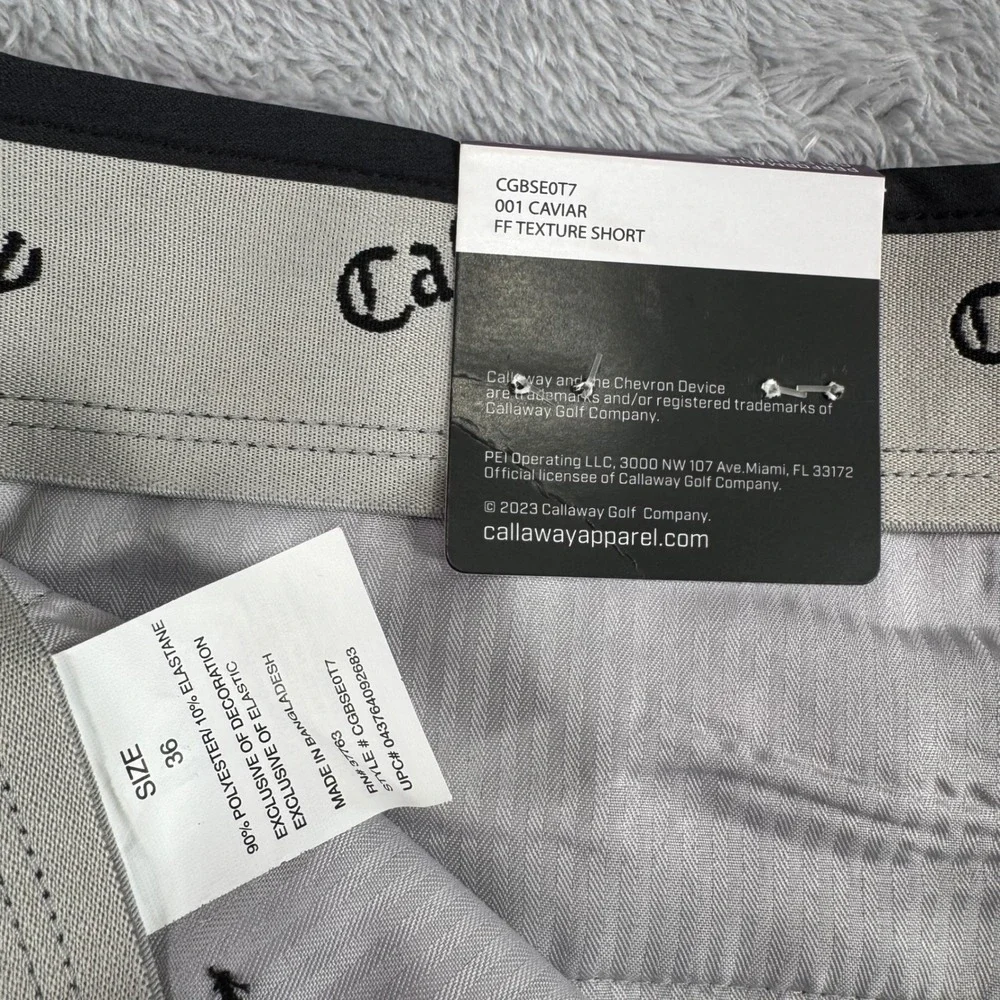 NWT Callaway Performance Golf Short Men 36 Black Caviar CGBSE077 Opti-Dri Pocket